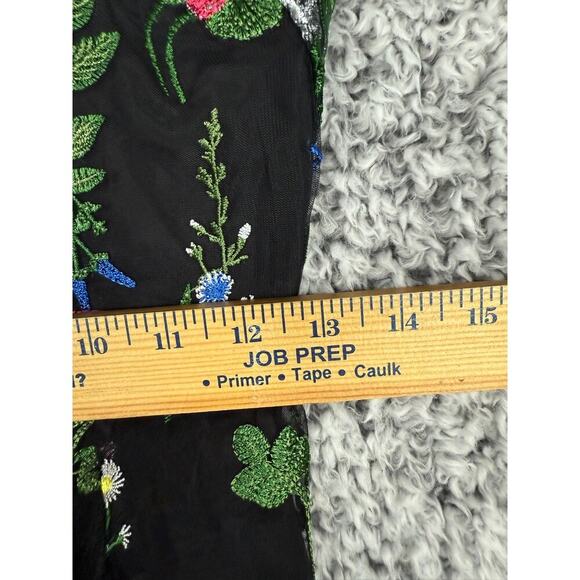 Sam Edelman Botanical Sheer Midi Dress Black with Floral Embroidery Size 0 $168 - Picture 8 of 16